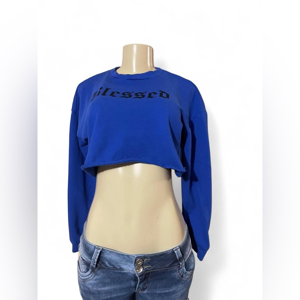 Fashion Nova Royal Blue Blessed Crop Top